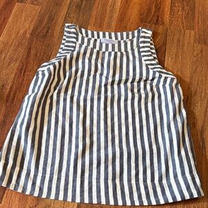 Navy and White Striped Button-Up Top